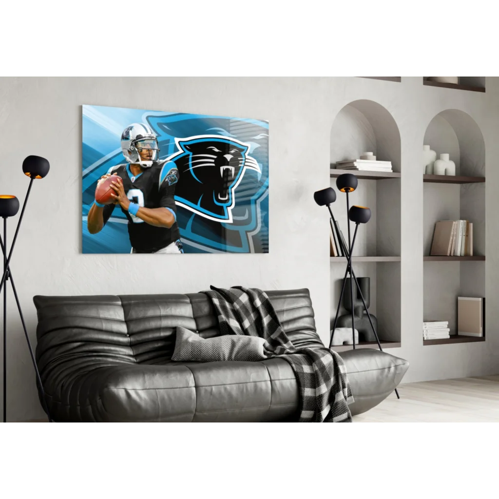 Carolina Panthers Quarterback Glass Wall Art Canvas Print | Contemporary Home Wall Art | vintageantiquesgifts.com