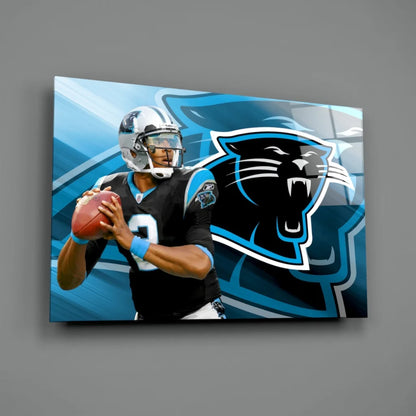 Carolina Panthers Quarterback Glass Wall Art Canvas Print | Glass Wall Art Print | vintageantiquesgifts.com