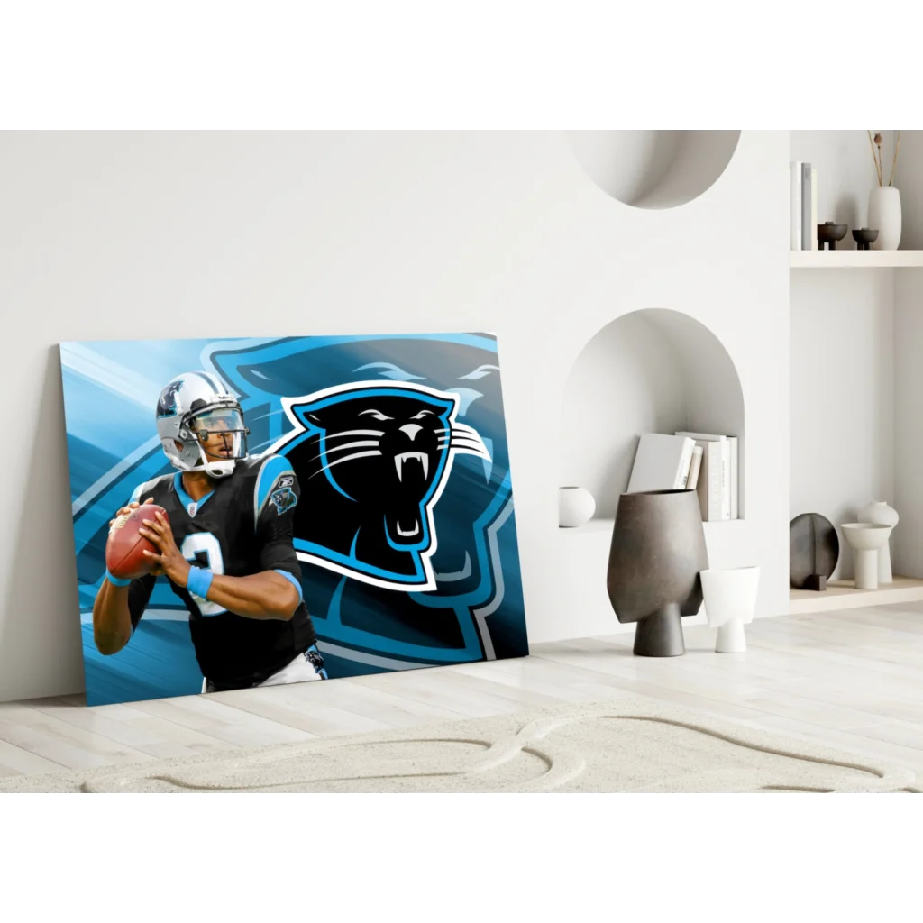 Carolina Panthers Quarterback Glass Wall Art Canvas Print | Modern Wall Art Decor | vintageantiquesgifts.com