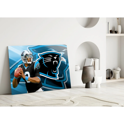 Carolina Panthers Quarterback Glass Wall Art Canvas Print | Modern Wall Art Decor | vintageantiquesgifts.com