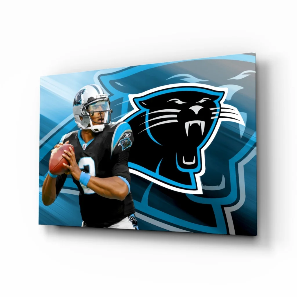Carolina Panthers Quarterback Glass Wall Art Canvas Print | Insigneart USA | vintageantiquesgifts.com