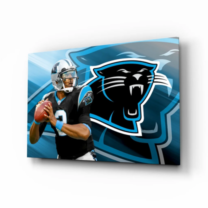 Carolina Panthers Quarterback Glass Wall Art Canvas Print | Insigneart USA | vintageantiquesgifts.com
