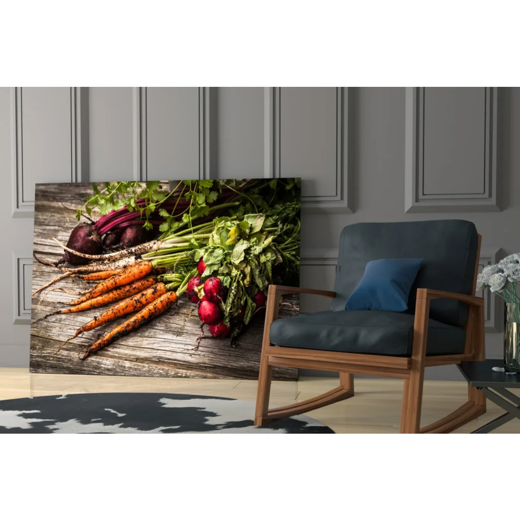 Farm fresh harvest wall art canvas print with vibrant veggies