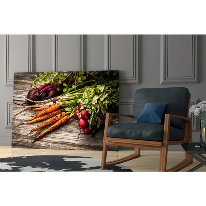 Farm fresh harvest wall art canvas print with vibrant veggies