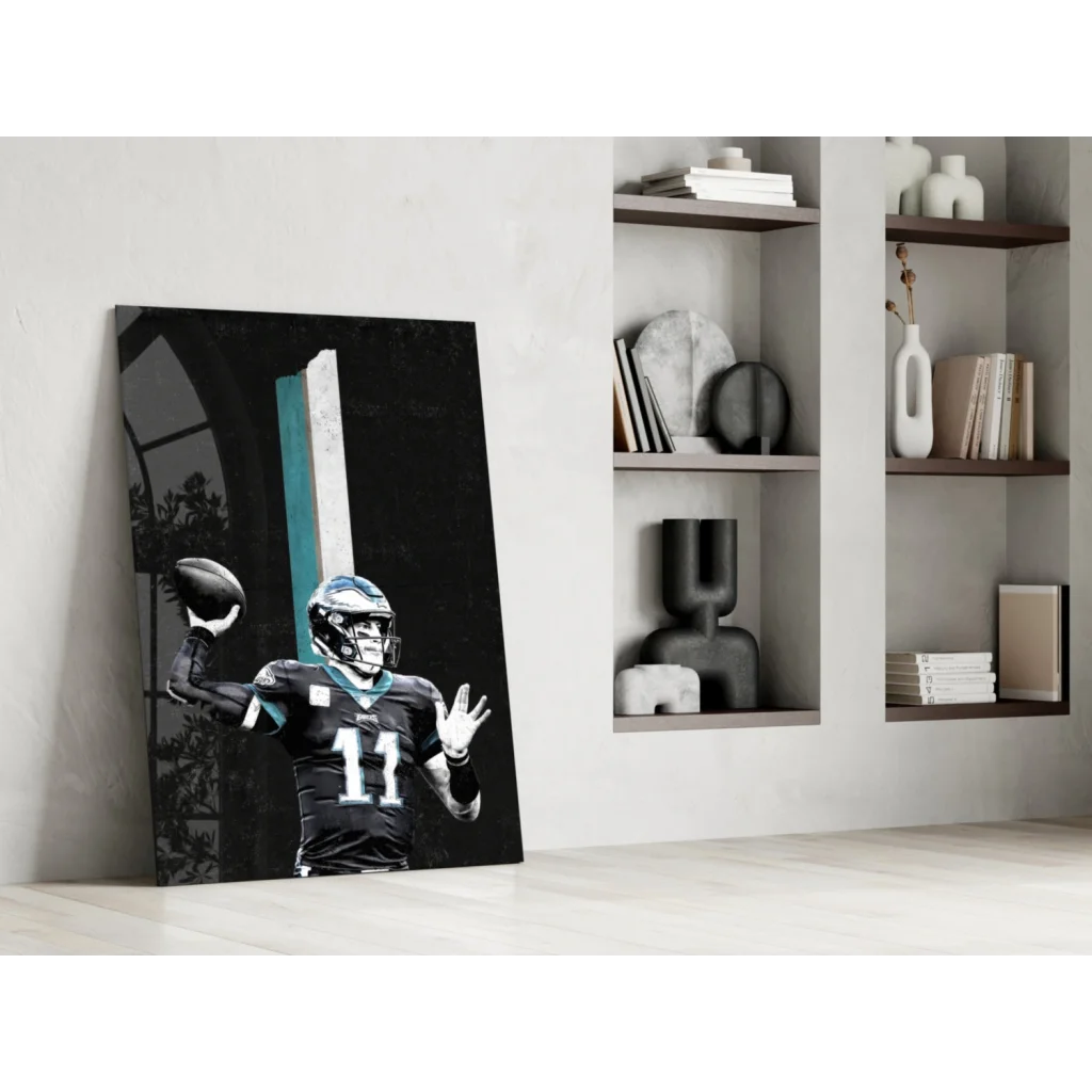 Eagles number 11 action shot glass wall art canvas print