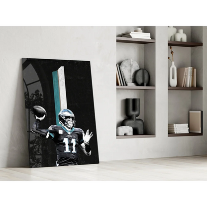 Eagles number 11 action shot glass wall art canvas print