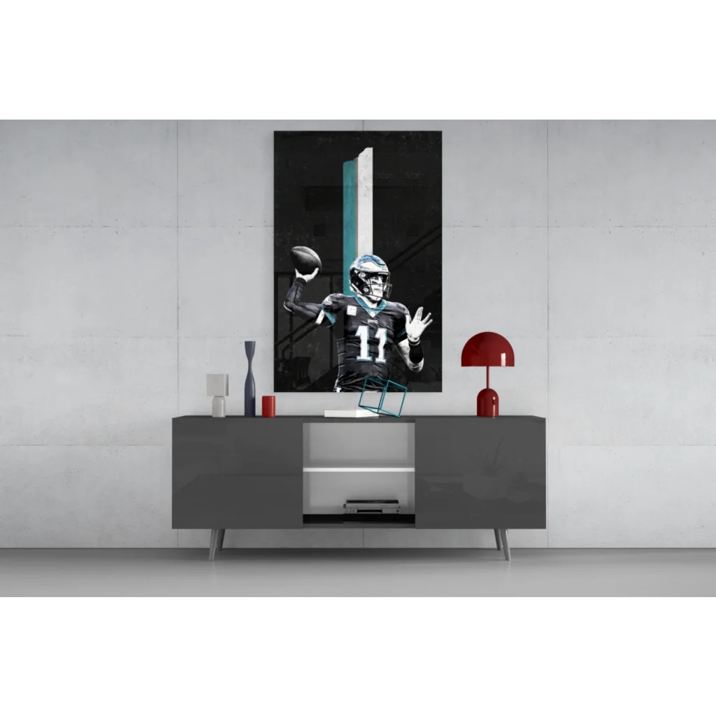 Eagles number 11 action shot glass wall art canvas print