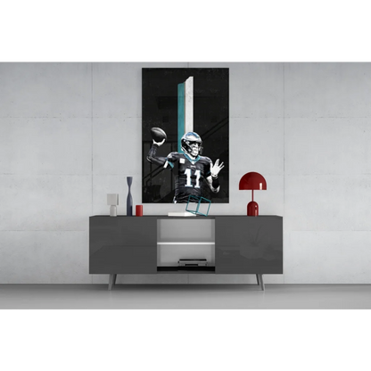 Eagles number 11 action shot glass wall art canvas print