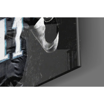 Eagles number 11 action shot glass wall art with distressed Nike swoosh poster