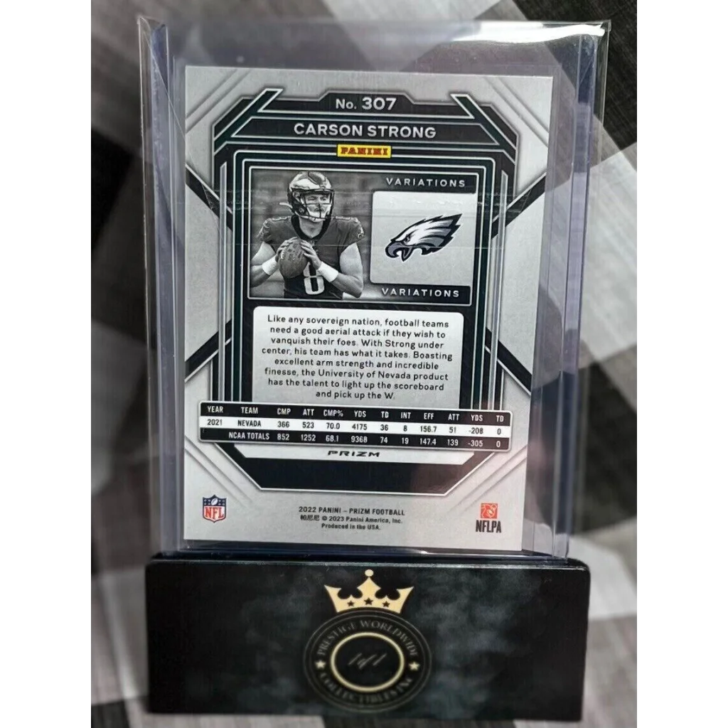 2015 Panini Carson Wentz rookie card #307 in case from Prestige Worldwide Collectibles