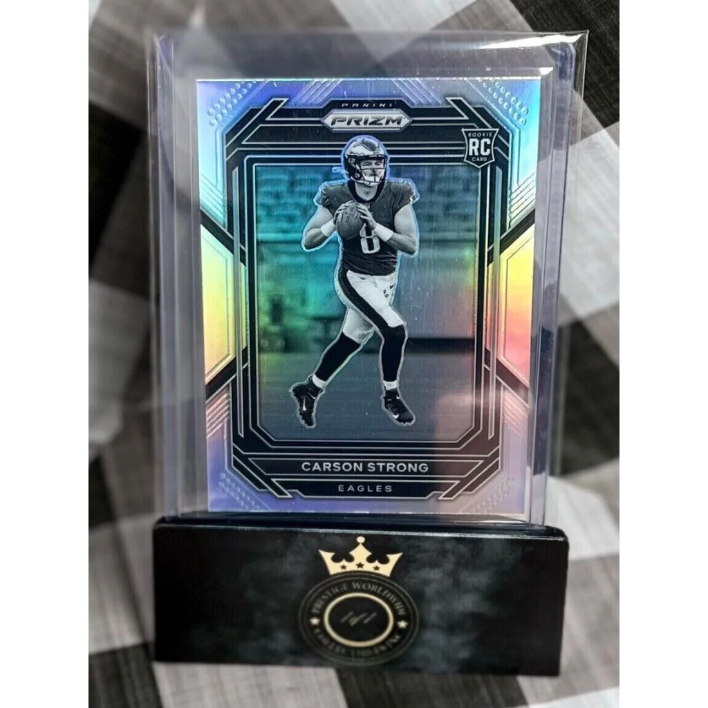 2019 Panini Prizm Carson Wentz rookie card in case from Prestige Worldwide Collectibles