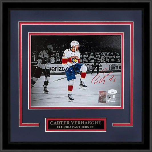 Carter Verhaeghe autographed Florida Panthers spotlight goal celebration framed photo