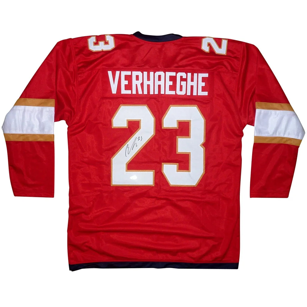 Carter Verhaeghe autographed Florida red custom hockey jersey #23
