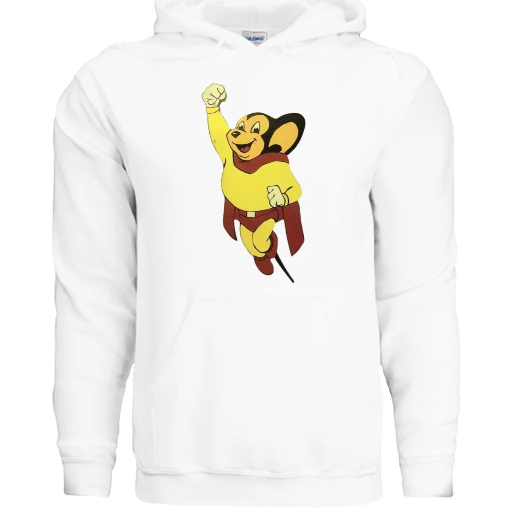 Yellow and brown cartoon monkey graphic hoodie in heather gray