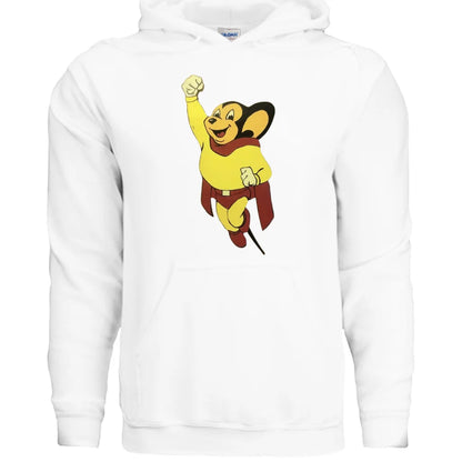 Yellow and brown cartoon monkey graphic hoodie in heather gray