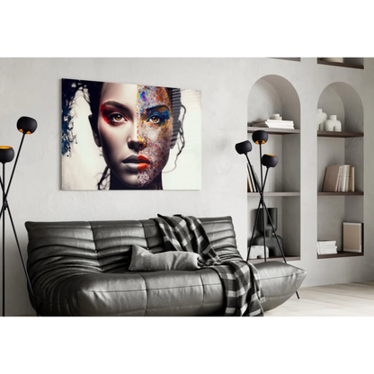 Split Face Abstract Canvas Wall Art Print | Contemporary Home Wall Art | vintageantiquesgifts.com