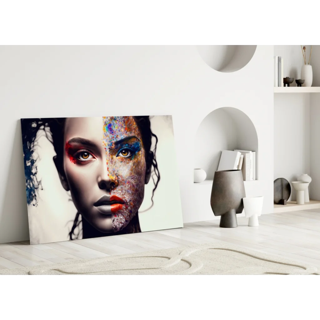 Split Face Abstract Canvas Wall Art Print | Modern Wall Art Decor | vintageantiquesgifts.com