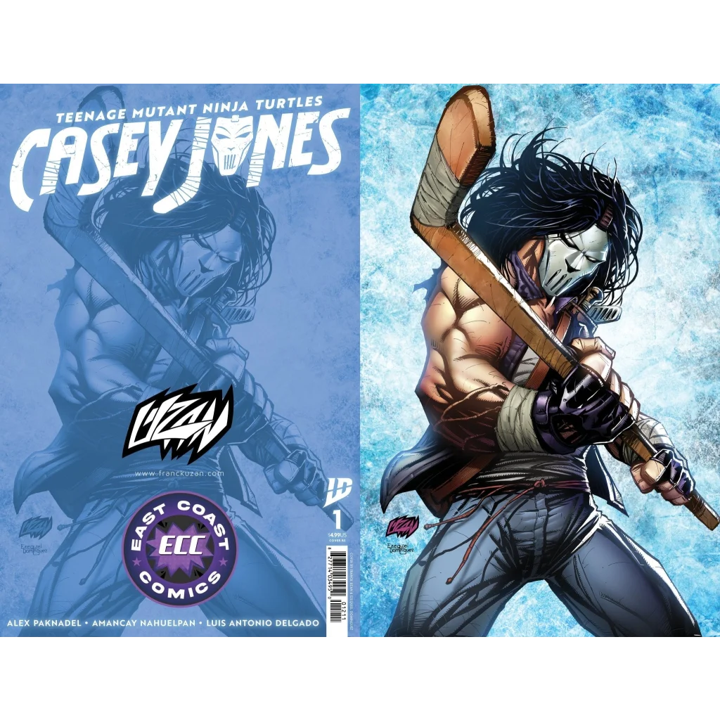 Comic book cover of Casey Jones with hockey stick from Teenage Mutant Ninja Turtles solo series