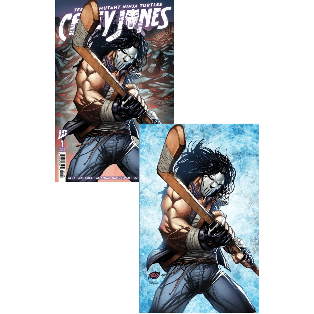 Two comic book covers featuring Casey Jones from Teenage Mutant Ninja Turtles