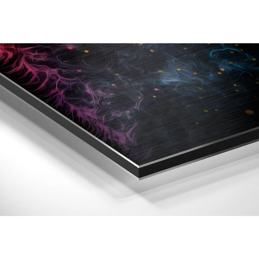 Cosmic Cat Brushed Aluminium Dibond Print with Glowing Colors | Glass Wall Art Print | vintageantiquesgifts.com