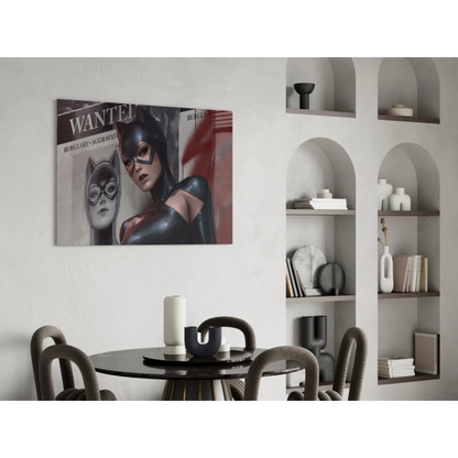 Catwoman wanted poster on stunning glass wall art print