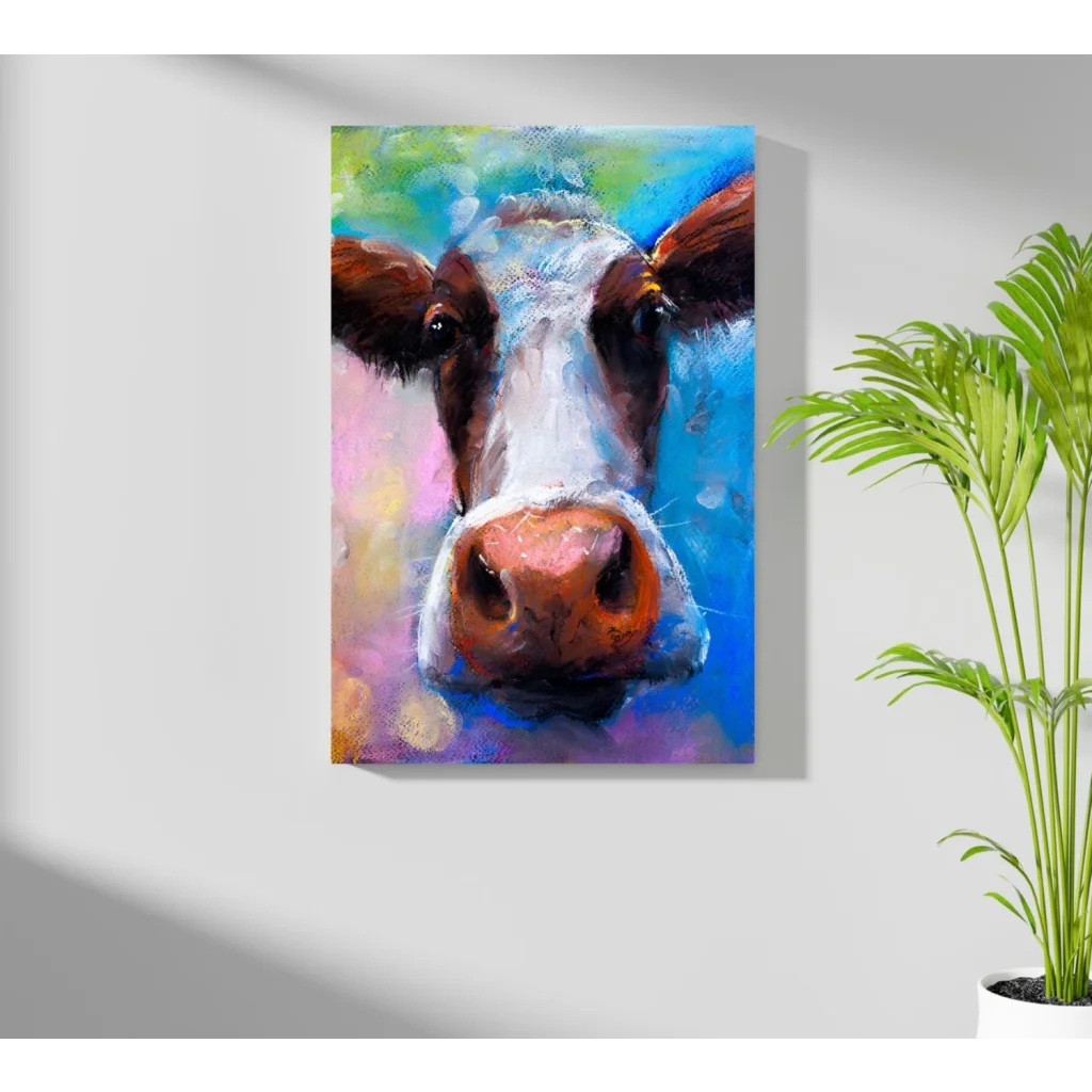 Vibrant cow art on insigne aluminum prints