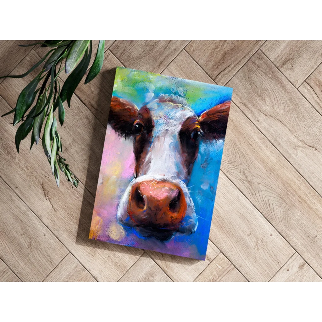 Vibrant Cow Art Insigne Aluminum Prints Transform Your Space | Modern Wall Art Decor | vintageantiquesgifts.com