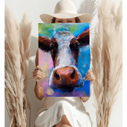 Vibrant Cow Art Insigne Aluminum Prints Transform Your Space | Contemporary Home Wall Art | vintageantiquesgifts.com