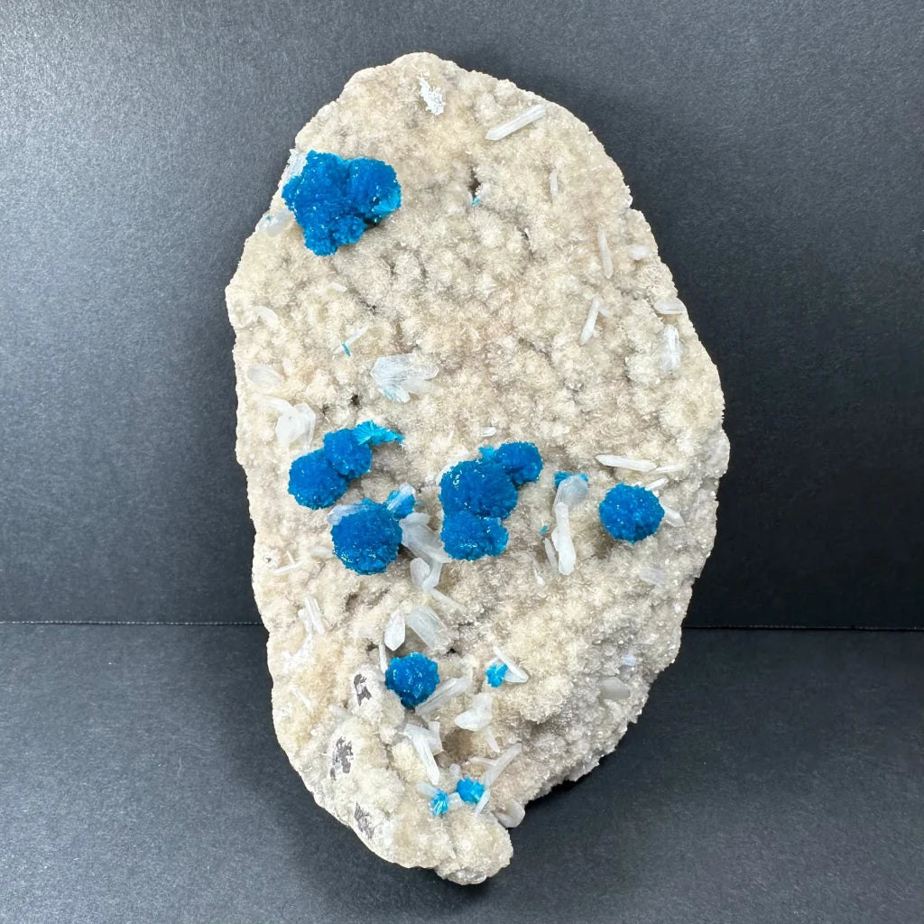 Cavansite with stilbite on matrix Maharashtra specimen