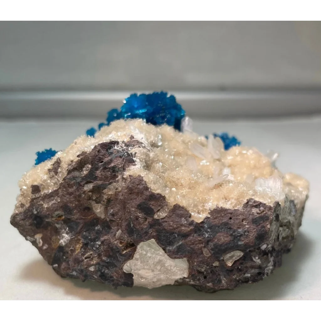 Vibrant blue Cavansite with Stilbite on matrix from Pune, India