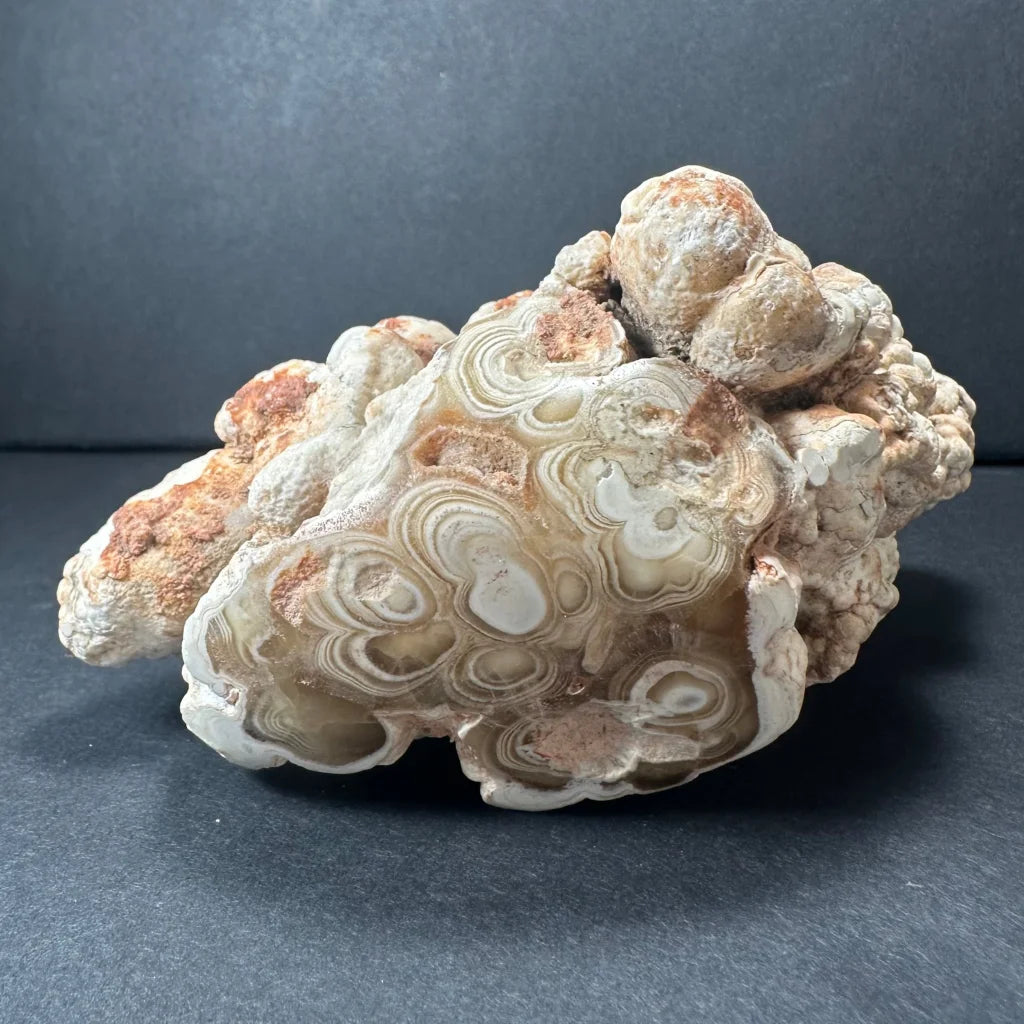 Cave onyx stalactite from Kokoweef Cavern, California vintage agate specimen
