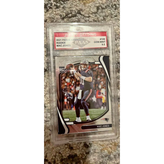Mac Jones 2021 Panini Absolute Rookie Card Graded Mint for collectors