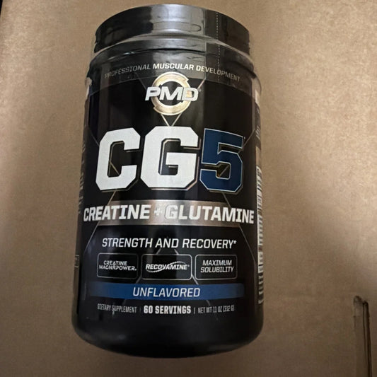 CG5 Creatine + Glutamine black cylindrical container, 60 servings, BB 11/2027