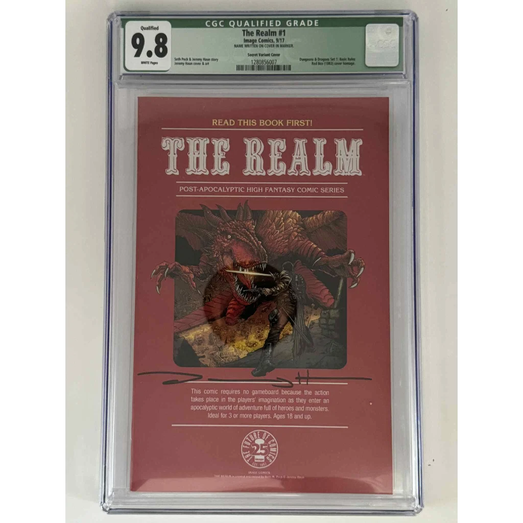 CGC 9.8 green label exclusive secret variant Seth Peck signed dragon warrior comic slab