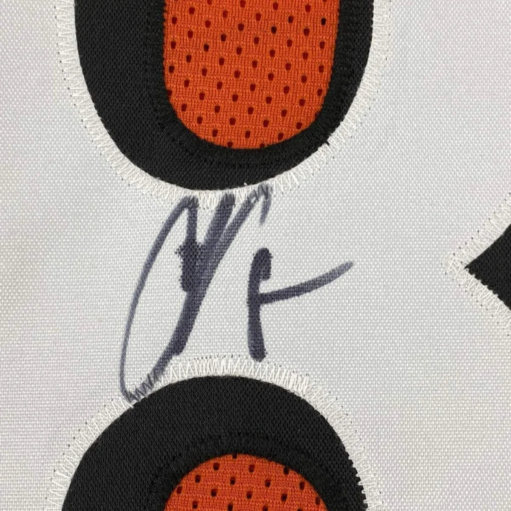 Autographed orange and black custom jersey from Chad Ochocinco, Bengals colors, for sports fans