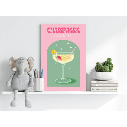 Pink champagne cocktail on 16x11 inch Insigne aluminum print