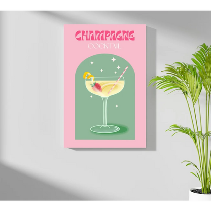 Pink-framed champagne cocktail print on insigne aluminum