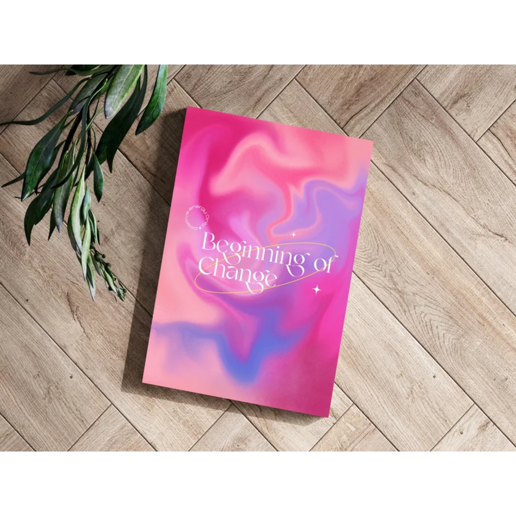 Vibrant pink purple gradient Beginning of Change book on insigne aluminum print