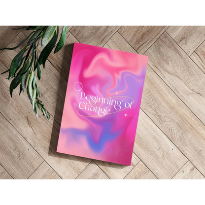 Vibrant pink purple gradient Beginning of Change book on insigne aluminum print