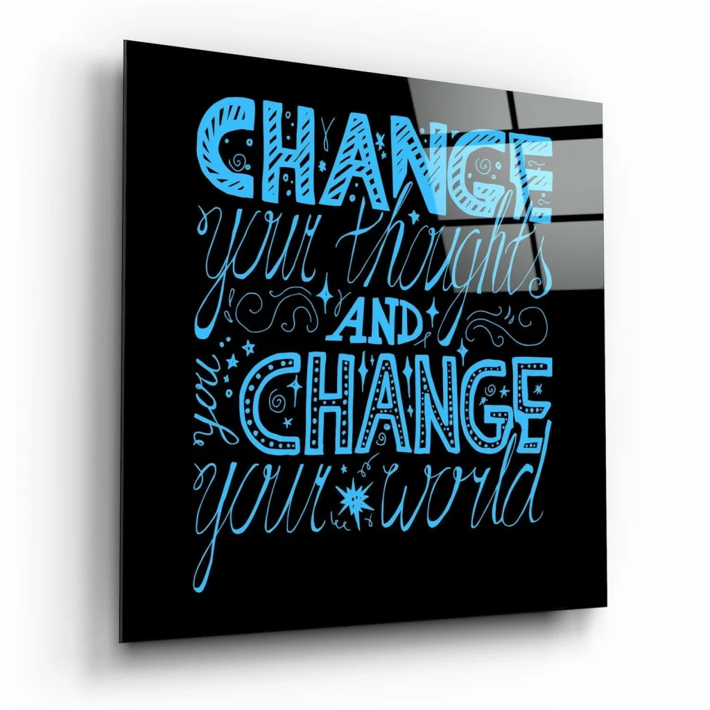 Glowing Blue Motivational Glass Wall Art Panel | Insigneart USA | vintageantiquesgifts.com