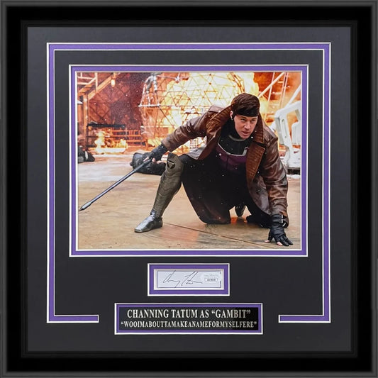 Channing Tatum autographed Gambit Marvel framed poster with JSA plaque