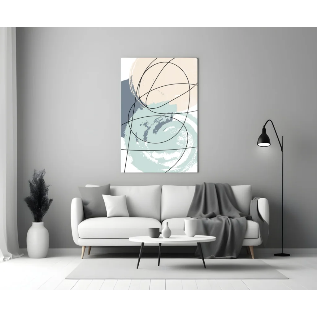 Modern Abstract Canvas Wall Art in Soft Pastels and Bold Lines | Modern Wall Art Decor | vintageantiquesgifts.com