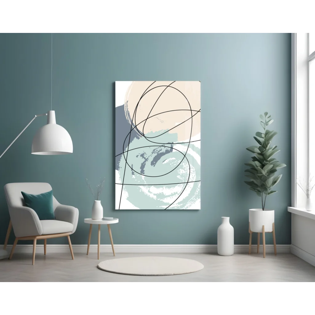 Modern Abstract Canvas Wall Art in Soft Pastels and Bold Lines | Contemporary Home Wall Art | vintageantiquesgifts.com