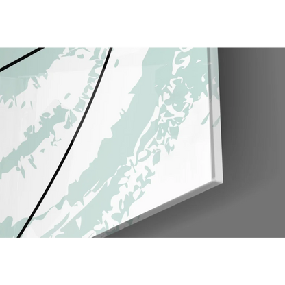 Sleek modern abstract wall art with mint green splatters in white frame