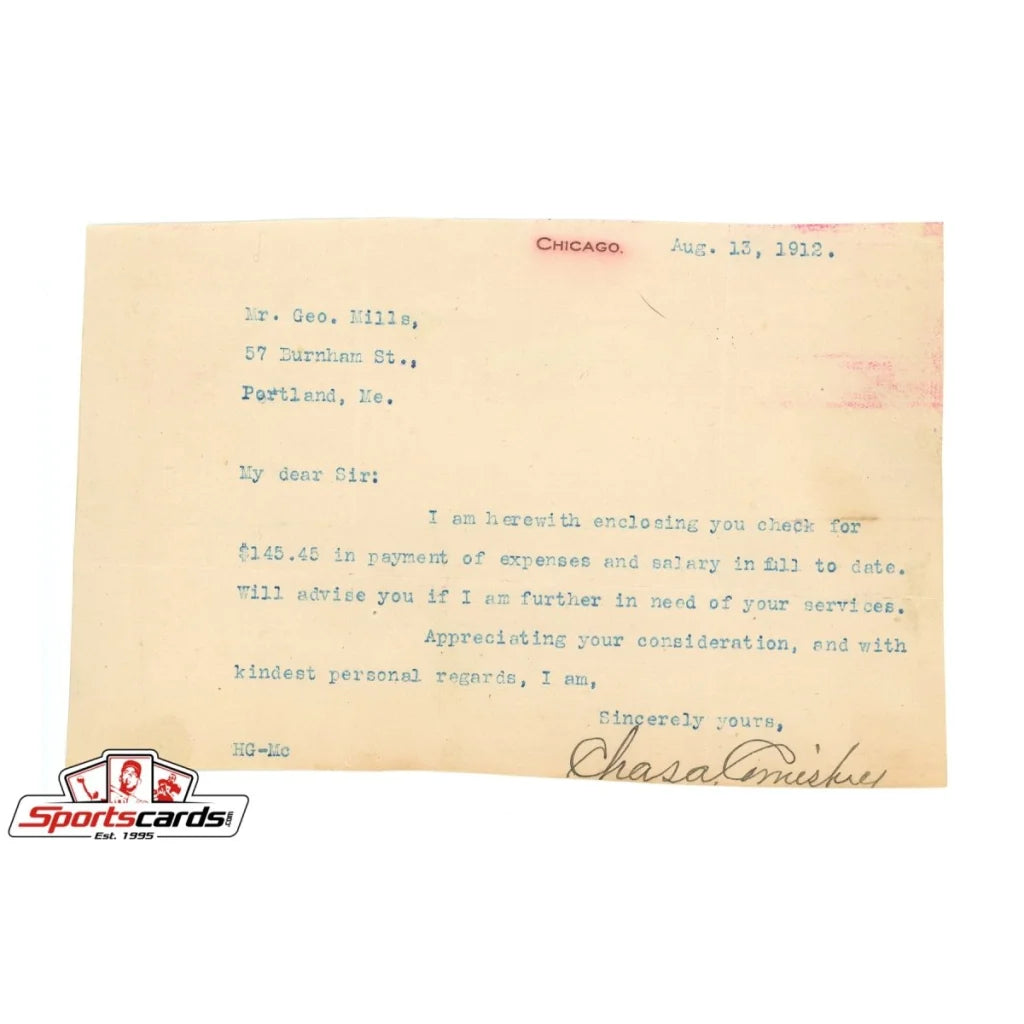 Charles Comiskey typed letter with JSA LOA, vintage baseball treasure