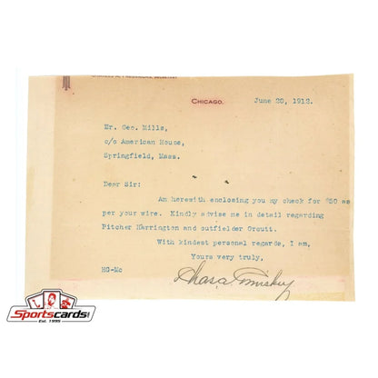 Vintage 1920s Charles Comiskey typed letter with JSA LOA