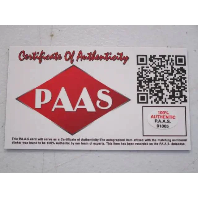 Certificate of authenticity for Charles Oliveria signed 8x10 photo with PAAS COA