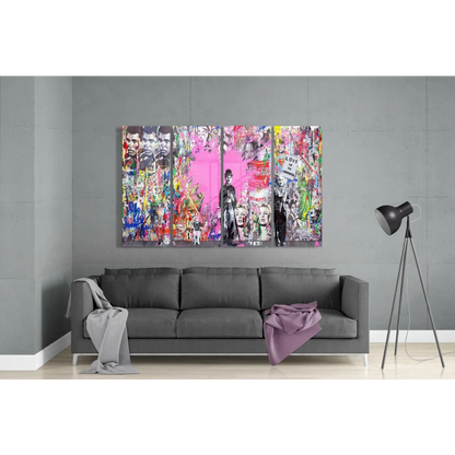 Graffiti Street Art Canvas Wall Art with Pop Culture Icons | Modern Wall Art Decor | vintageantiquesgifts.com