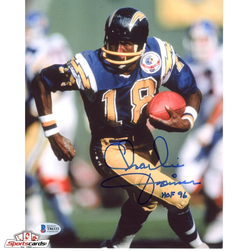 Charlie Joiner signed 8x10 photo in blue gold jersey with Beckett authentication
