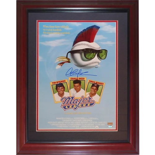 Charlie Sheen signed Major League deluxe framed movie poster